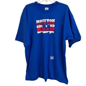 Houston Livestock Show Rodeo Graphic T Shirt Mens XL Royal Blue Texas NWT